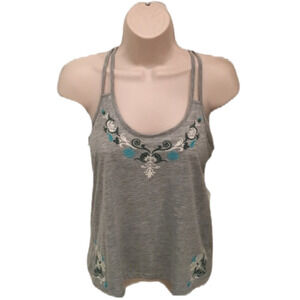 MUDD  Sexy Little Gray Tank Top w/ Floral Trim (S)